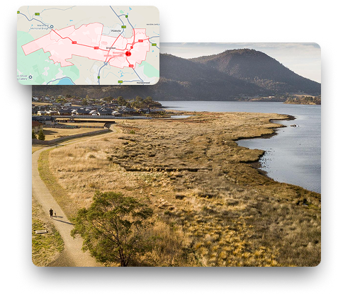 Brighton Tasmania landmark map showing Skip Bin Hire Brighton service area coverage with fast skip bin delivery zones for homes and renovations