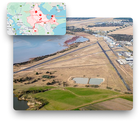 Skip bin hire Cambridge Tasmania industrial and residential area showing local waste removal service