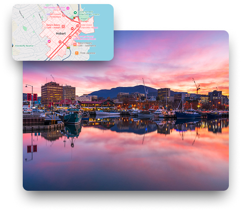 Rubbish removal Hobart service coverage map with Hobart landmarks and local area locations
