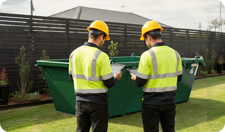 Skip bin being delivered and placed in a residential backyard in Sorell for easy and reliable waste removal service