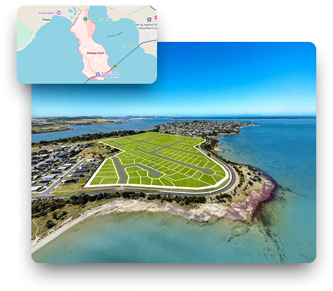 Coastal area in Midway Point Tasmania