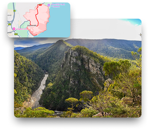 Service area map for Skip Bin Hire Hobart showing skip bin delivery coverage in Bonnet Hill, Kingston, and surrounding Hobart coastal and bushland suburbs