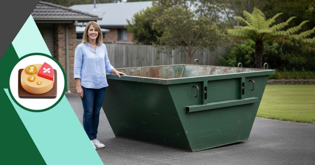 Small skip bin placed outside a Hobart home during a clean-up project